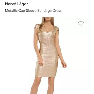 Herve Leger Metallic Cap Sleeve Bandage Dress - Size M